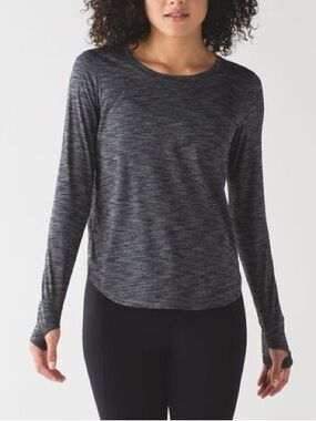 Lululemon On The Run Heather Gray Long Sleeve Crewneck Top ~8